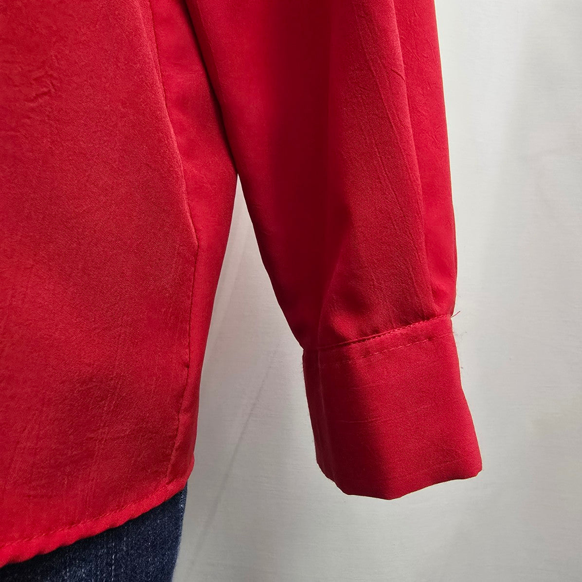 Vintage Match Makers Red Collared Button Up Blouse Size XL