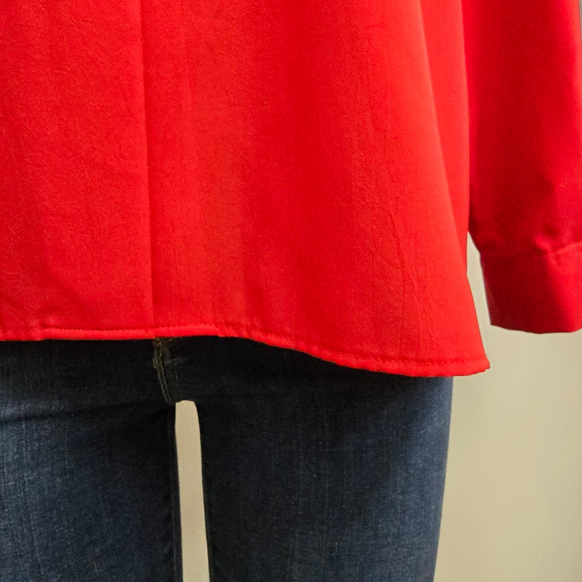 Vintage Match Makers Red Collared Button Up Blouse Size XL