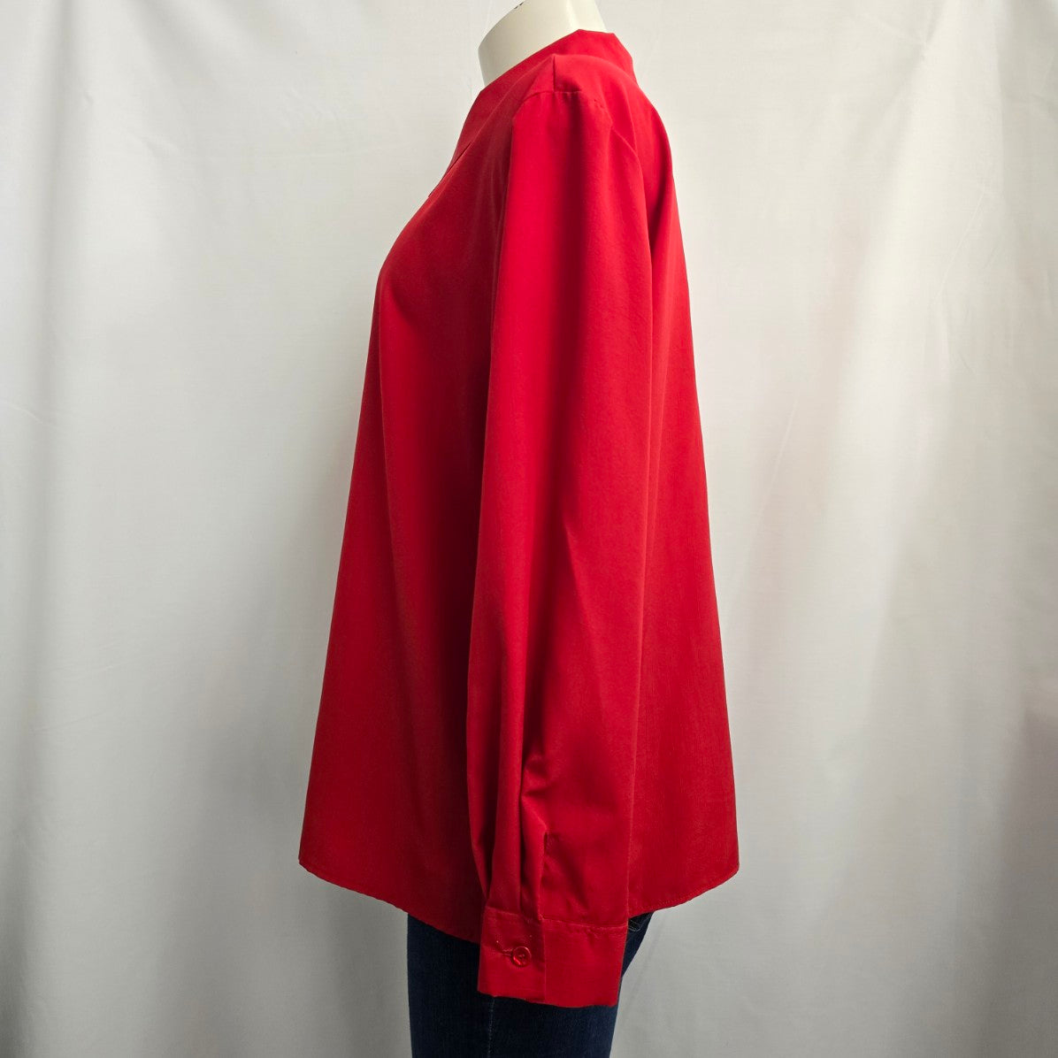Vintage Match Makers Red Collared Button Up Blouse Size XL
