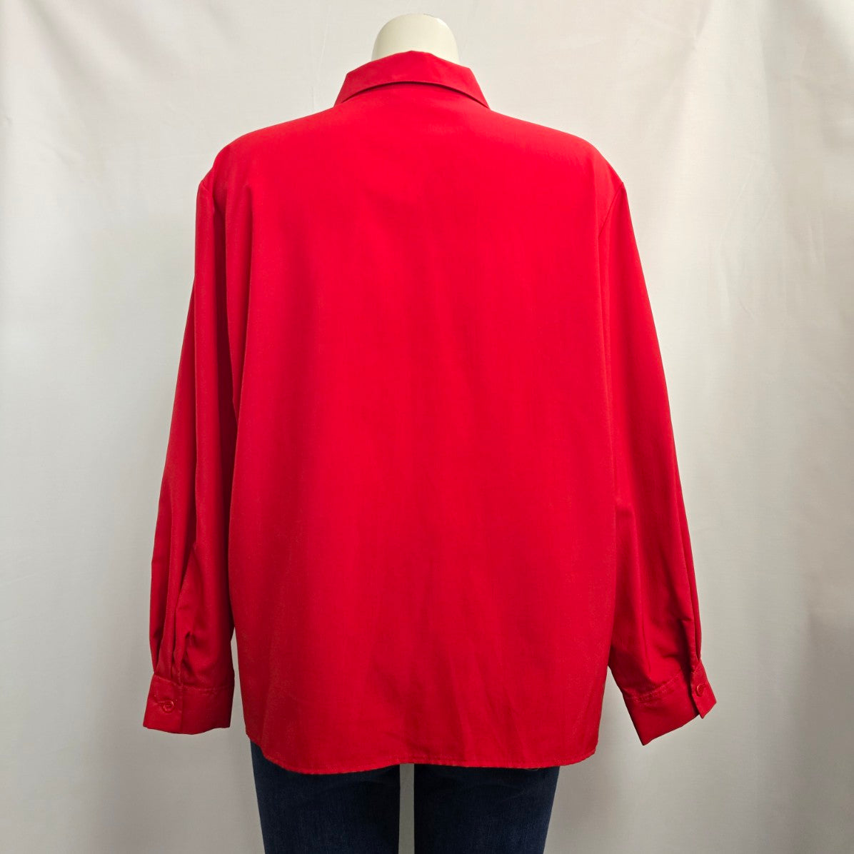 Vintage Match Makers Red Collared Button Up Blouse Size XL