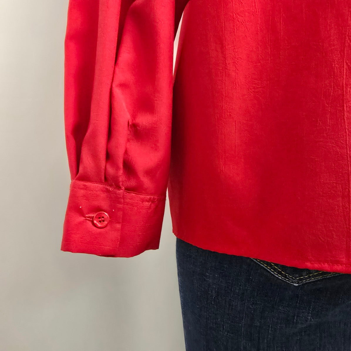 Vintage Match Makers Red Collared Button Up Blouse Size XL