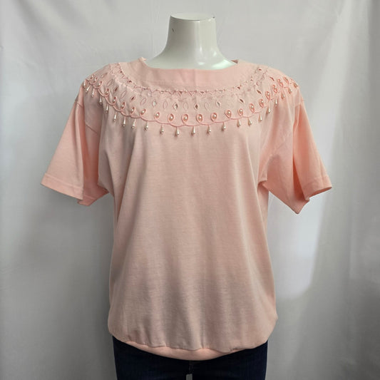 Vintage Fair Set Pink Beaded Embroidered Top Size L