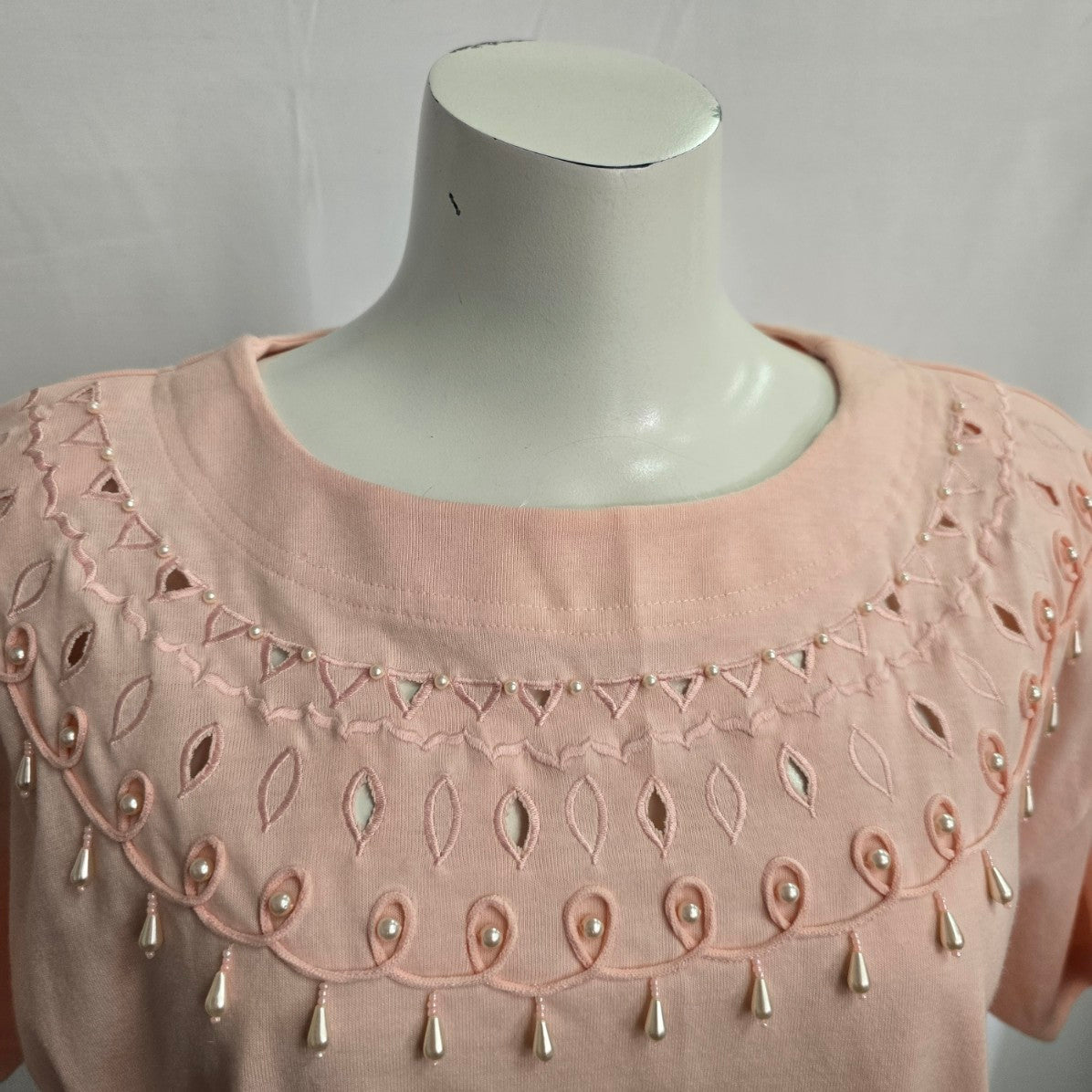 Vintage Fair Set Pink Beaded Embroidered Top Size L