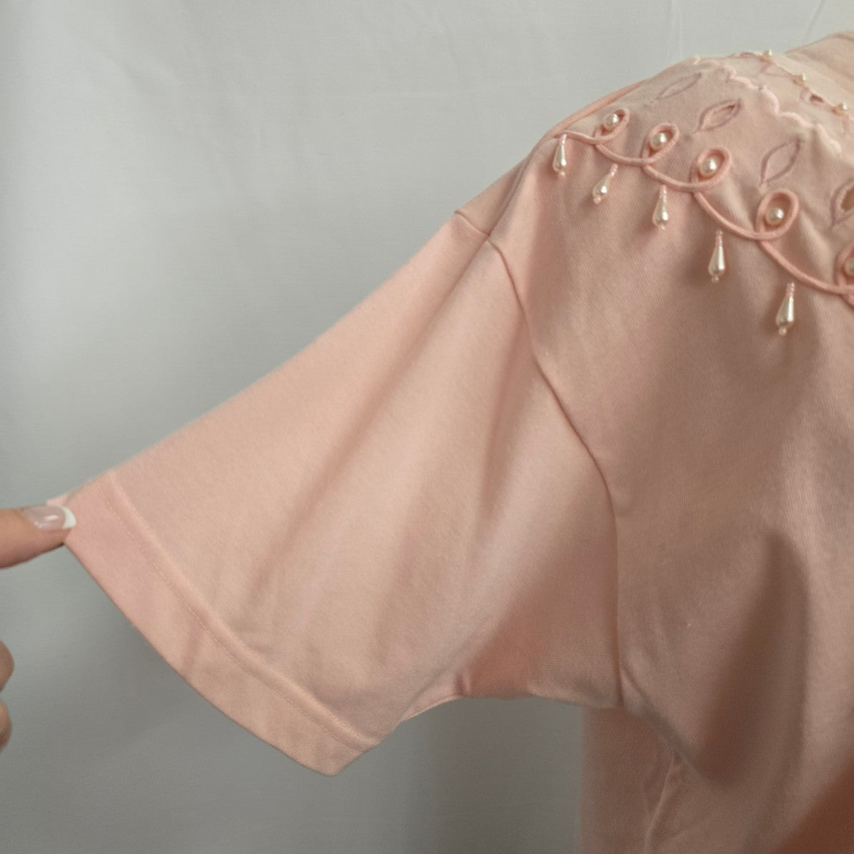 Vintage Fair Set Pink Beaded Embroidered Top Size L