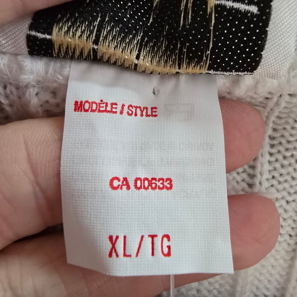 Vintage Next Issue White Knit Ribbed Short Sleeve Sweater Size XL