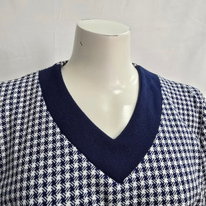 Vintage Blue Check Short Sleeve Top Size L/XL