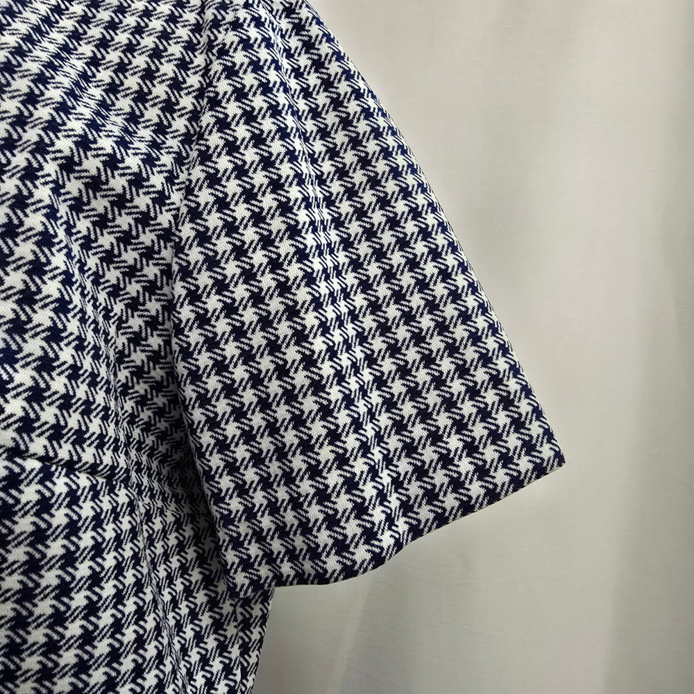 Vintage Blue Check Short Sleeve Top Size L/XL