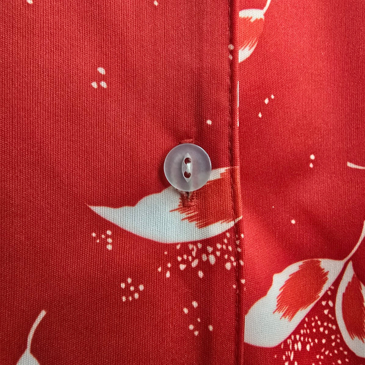 Vintage Sears Red Feather Print Button Up Collared Blouse Size L