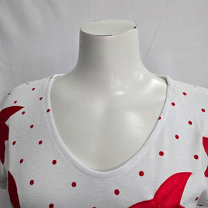 Vintage Savannah White & Red Floral Top Size S
