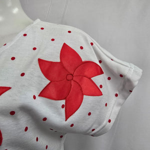 Vintage Savannah White & Red Floral Top Size S