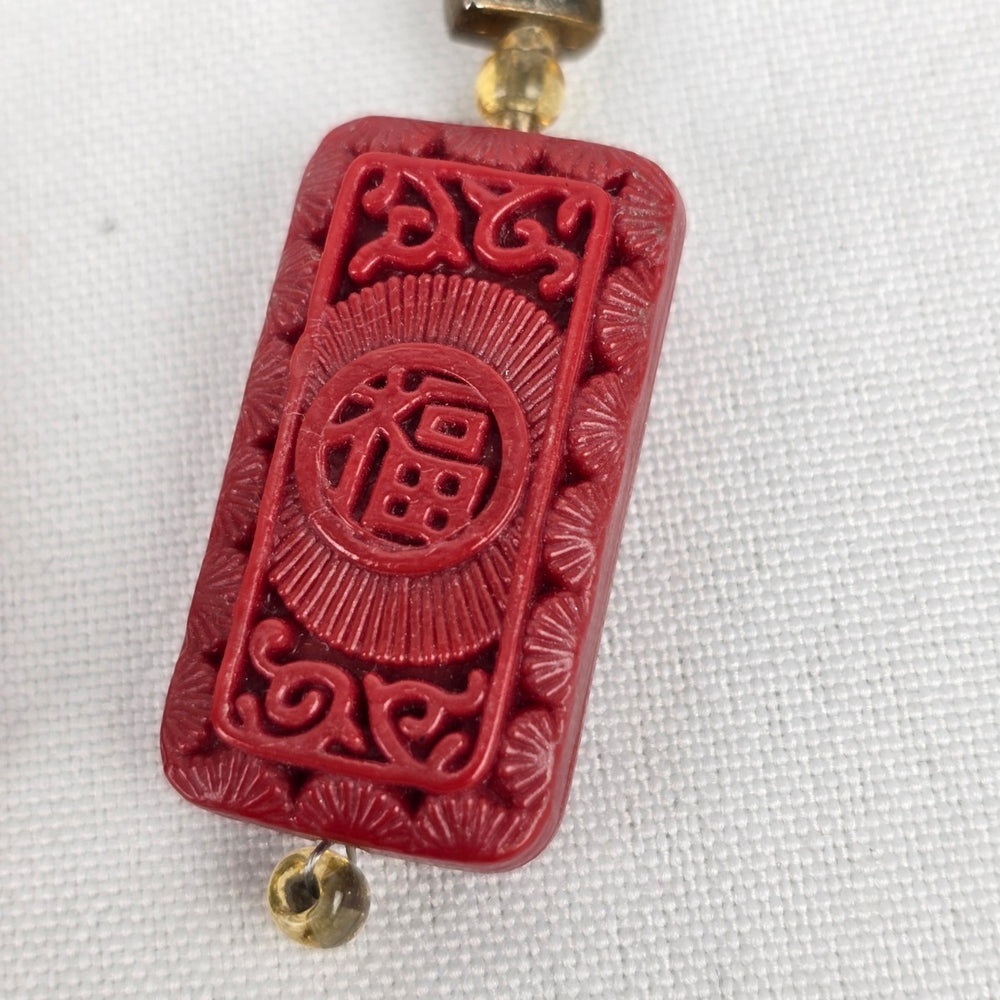Vintage Cinnabar Inspired Drop Earrings