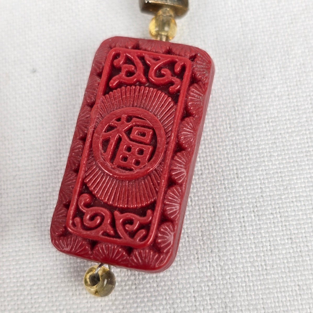 Vintage Cinnabar Inspired Drop Earrings