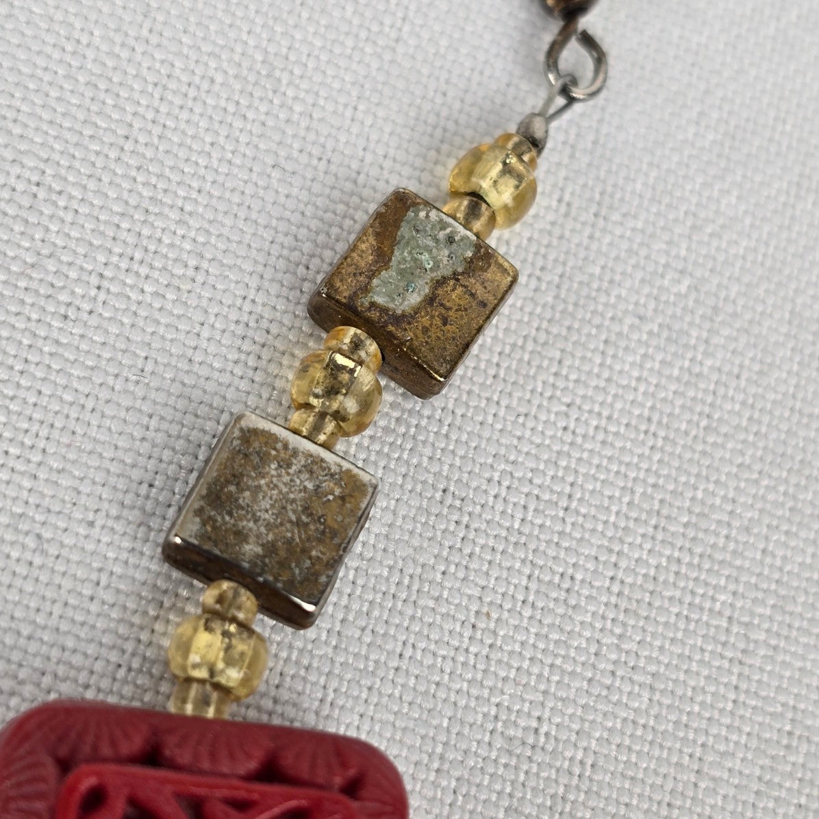 Vintage Cinnabar Inspired Drop Earrings