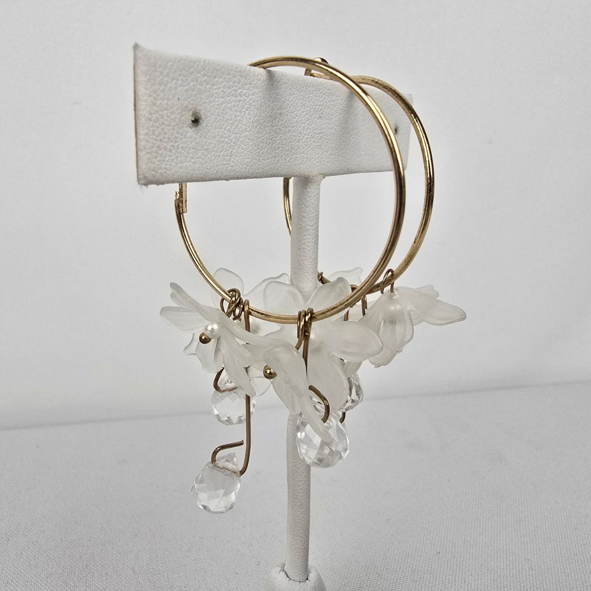 Gold Tone Floral Hoop Earrings