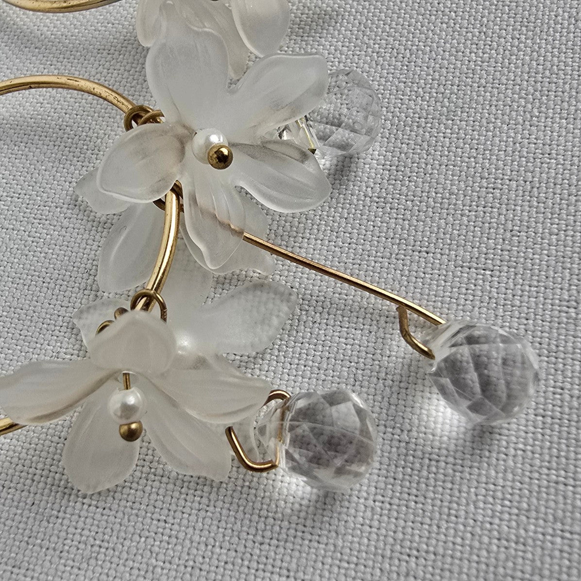 Gold Tone Floral Hoop Earrings