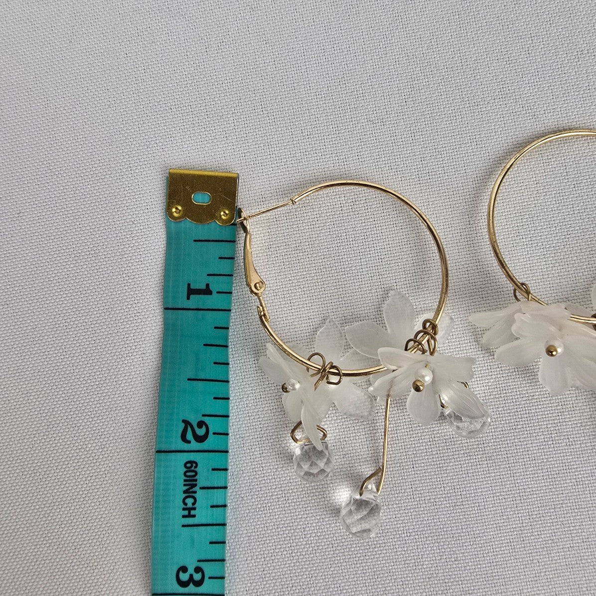 Gold Tone Floral Hoop Earrings