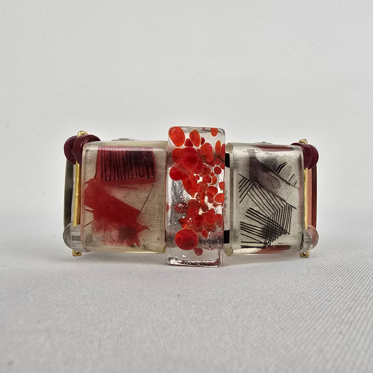 Anne Marie Chagnon Red & Silver Link Bracelet