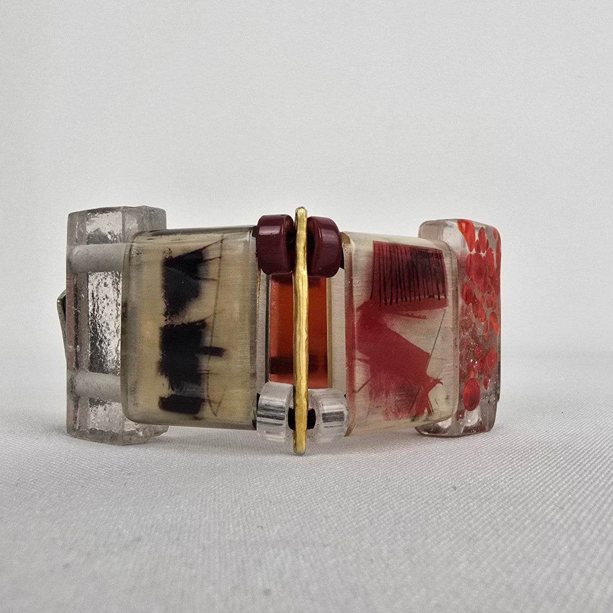 Anne Marie Chagnon Red & Silver Link Bracelet