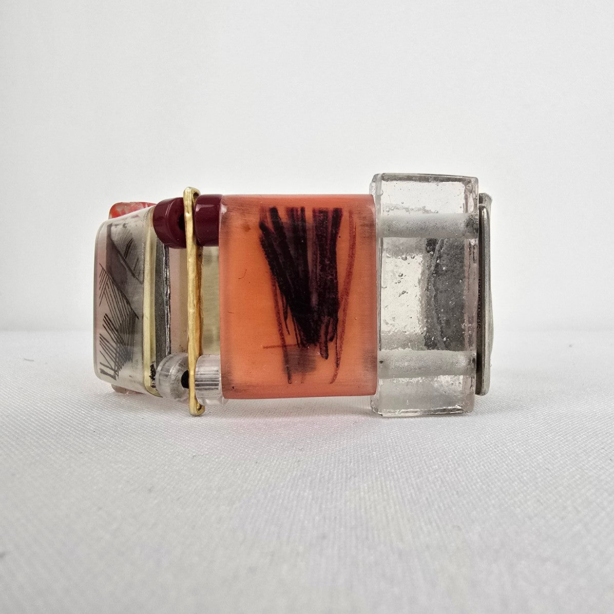 Anne Marie Chagnon Red & Silver Link Bracelet