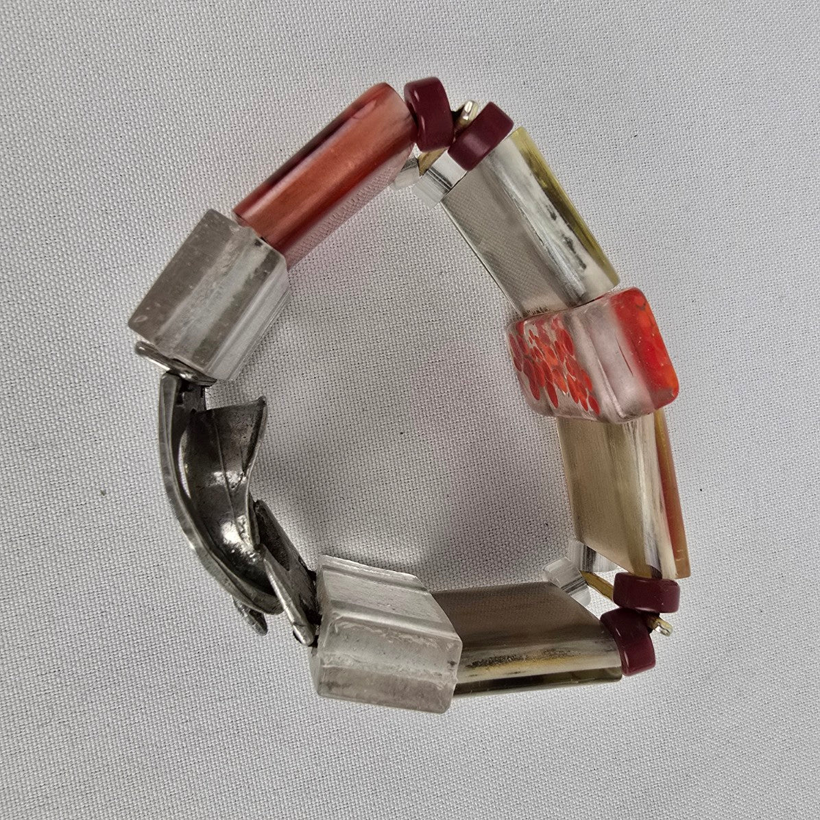Anne Marie Chagnon Red & Silver Link Bracelet