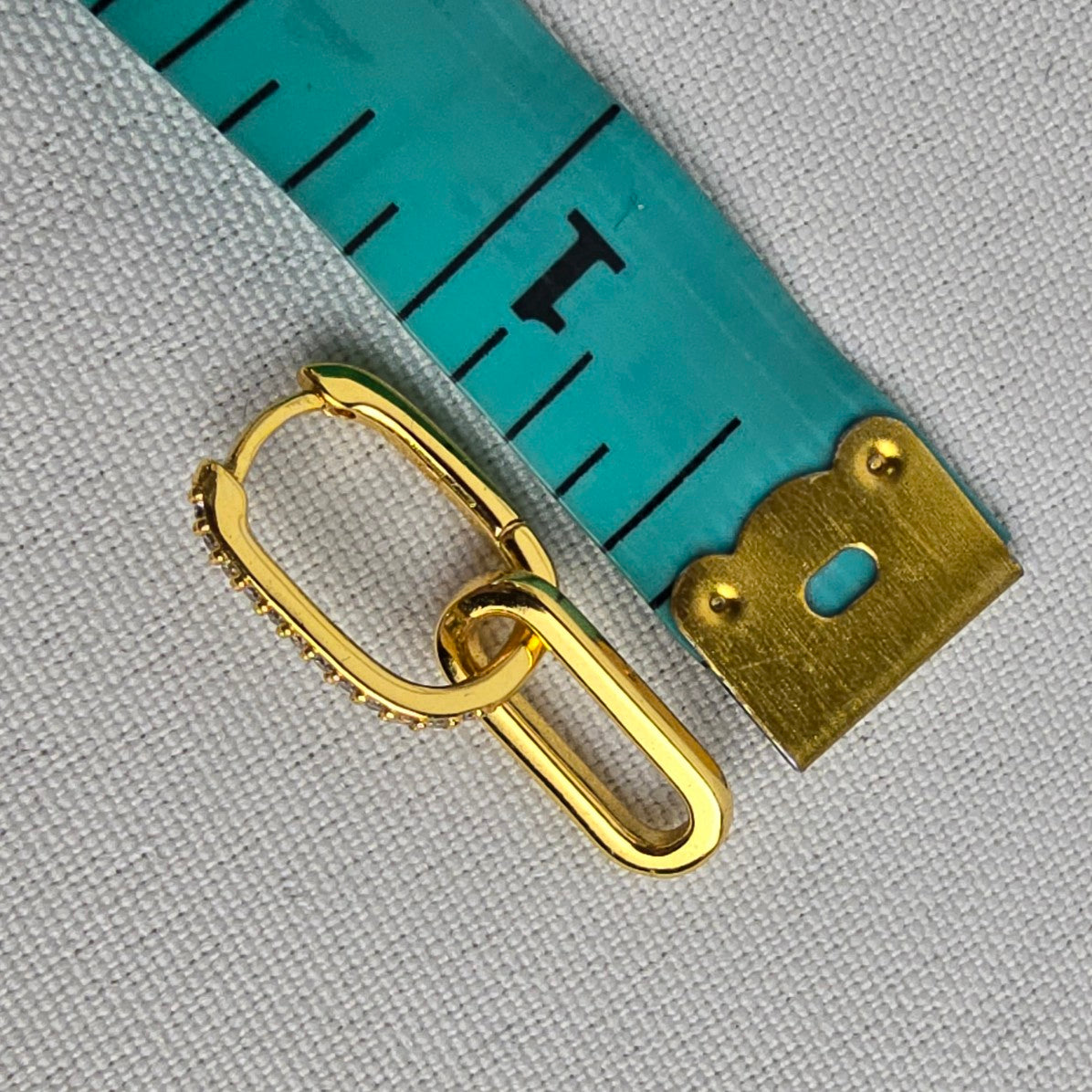 Yellow Gold Tone Crystal Paper Clip Earrings