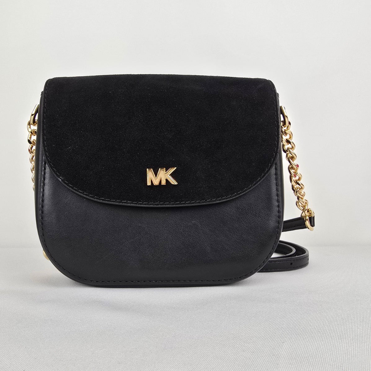 Michael Kors Black Leather & Suede Crossbody Purse