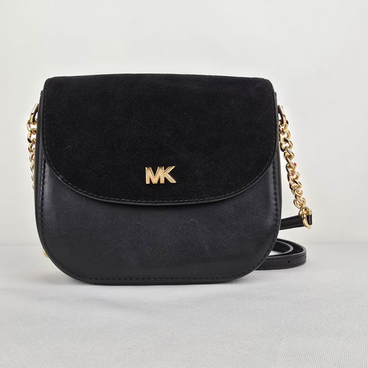 Michael Kors Black Leather & Suede Crossbody Purse