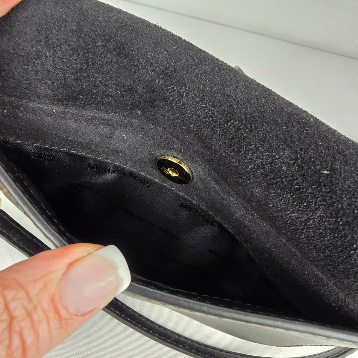 Michael Kors Black Leather & Suede Crossbody Purse