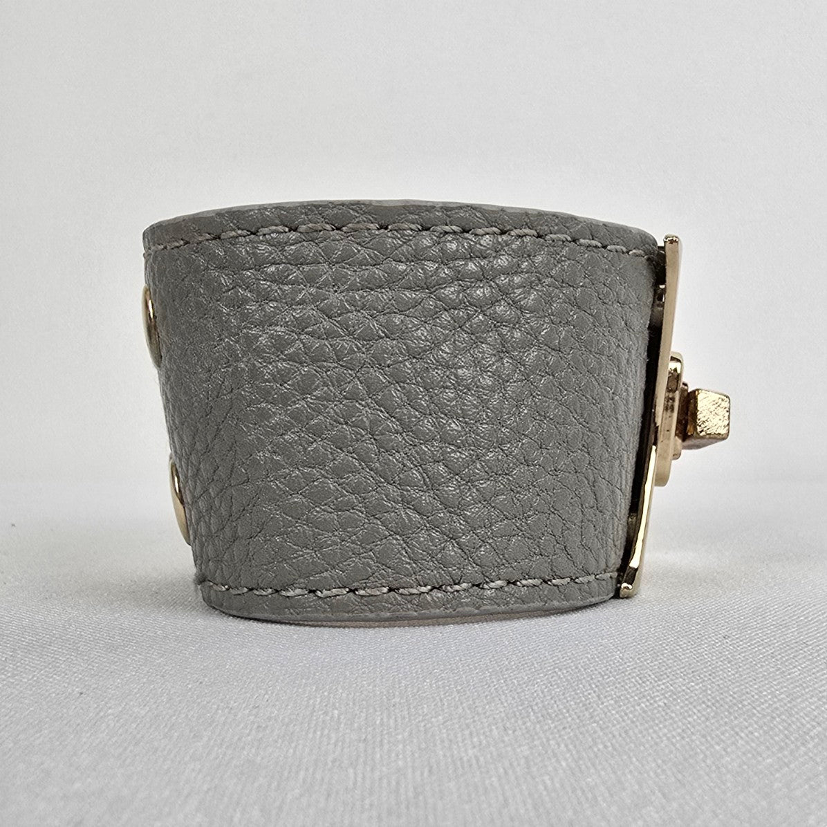 Gold Tone Grey Vegan Leather Snap Bracelet