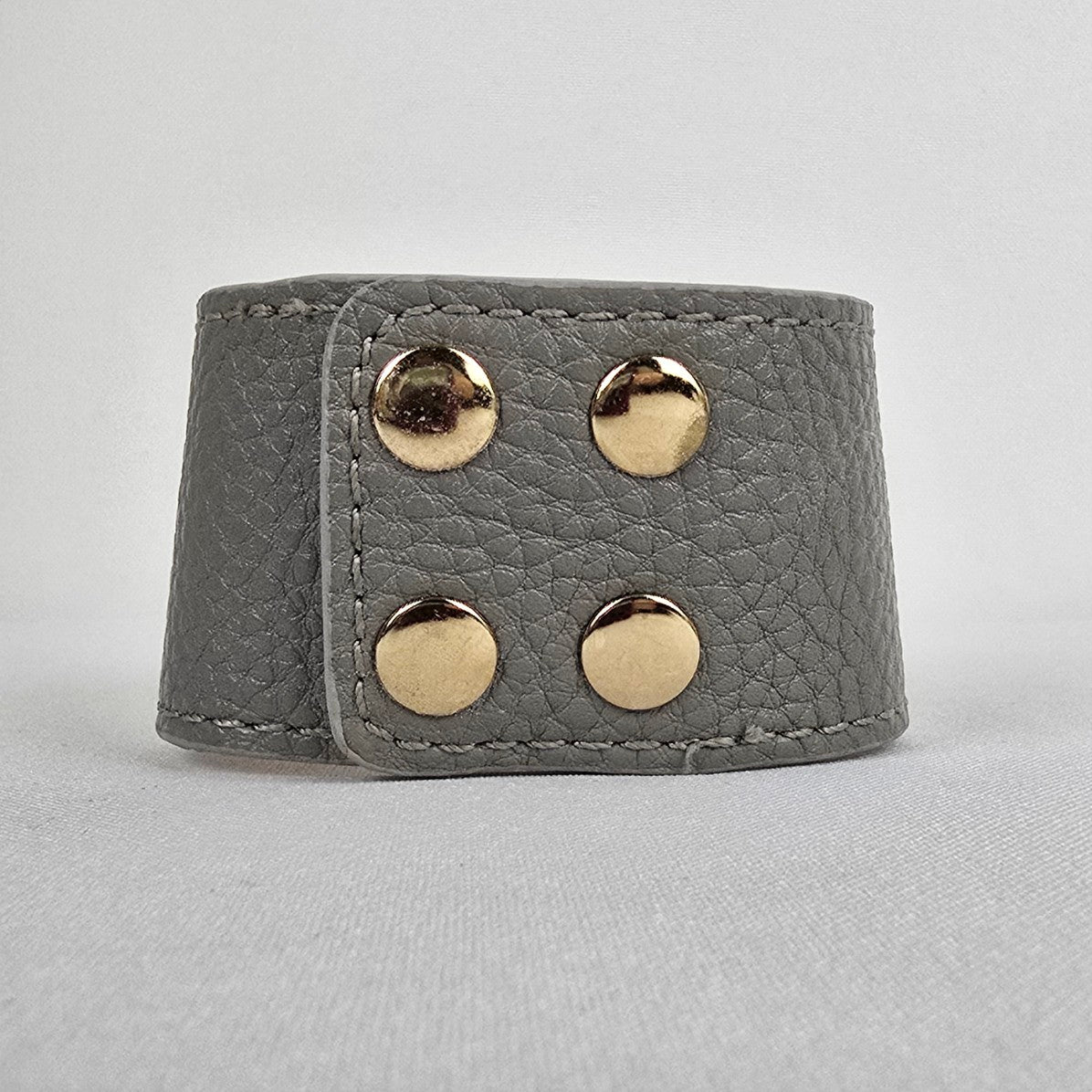 Gold Tone Grey Vegan Leather Snap Bracelet