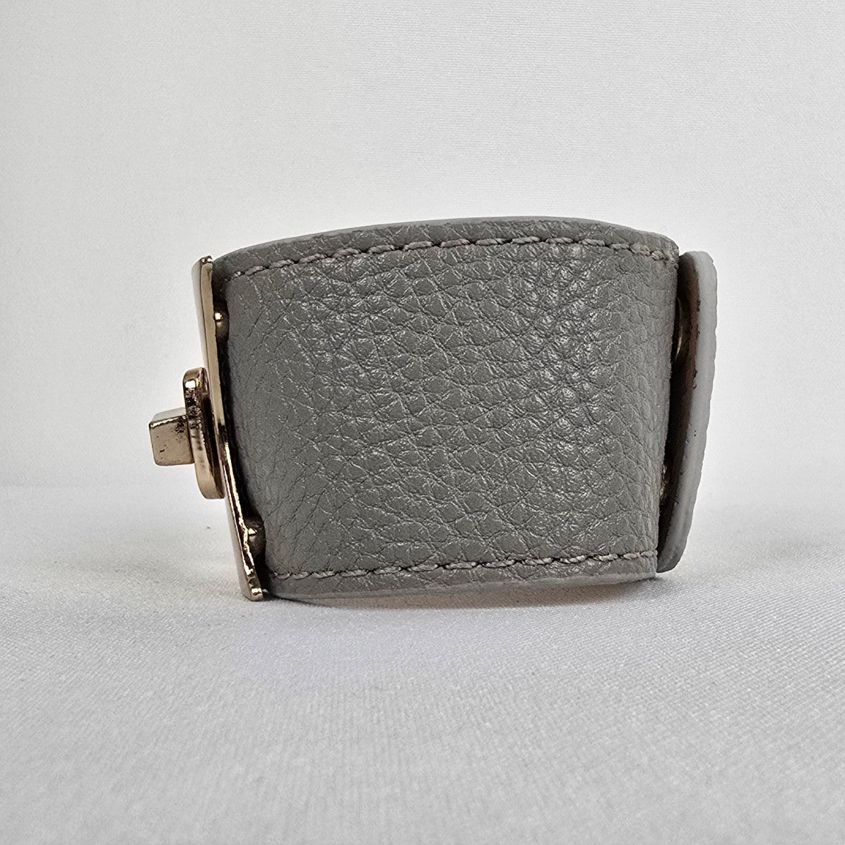Gold Tone Grey Vegan Leather Snap Bracelet