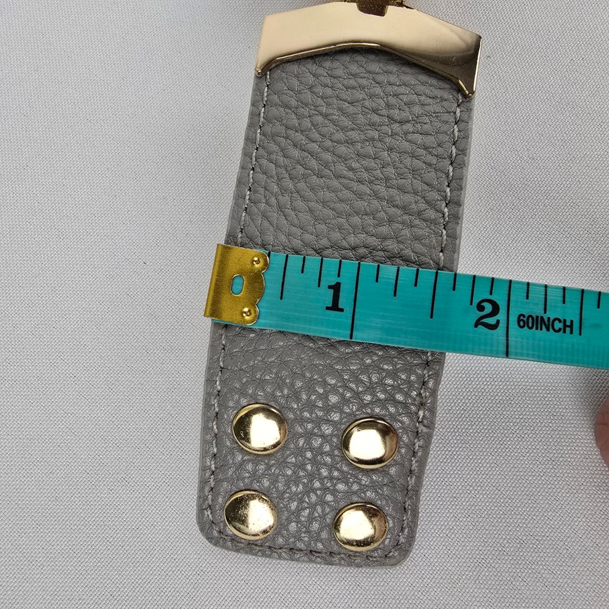 Gold Tone Grey Vegan Leather Snap Bracelet