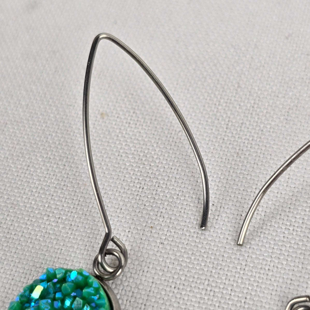 Green Stone Silver Drop Earrings
