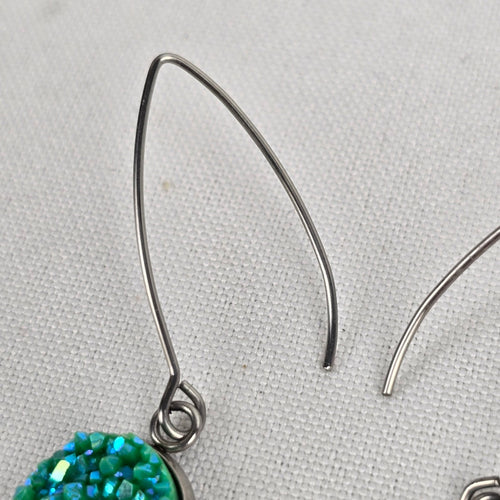 Green Stone Silver Drop Earrings