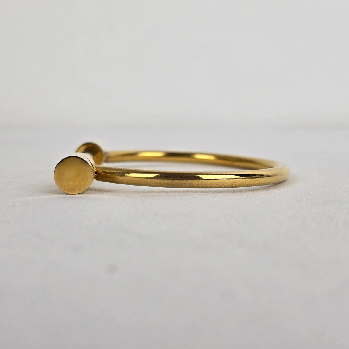 Gold Tone D Shape Screw Bangle Bracelet