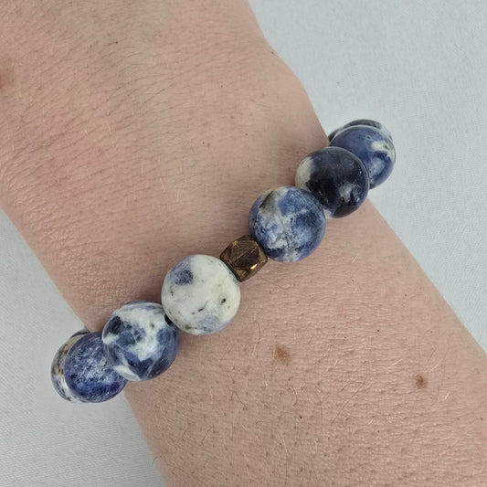 Blue Natural Stone Beaded Stretch Bracelet
