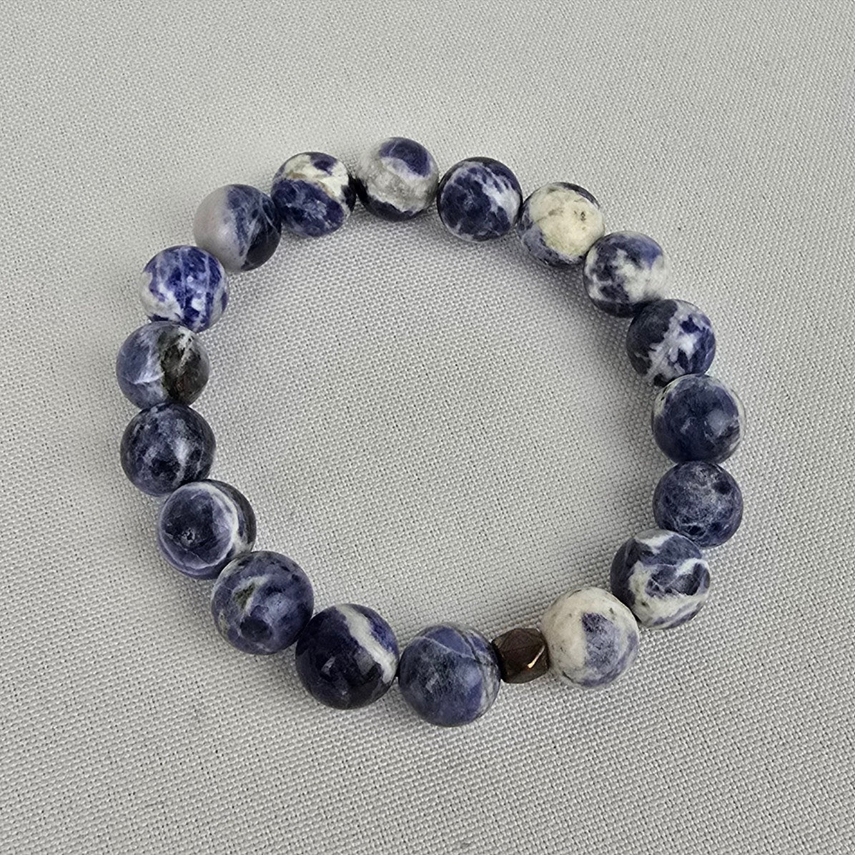 Blue Natural Stone Beaded Stretch Bracelet