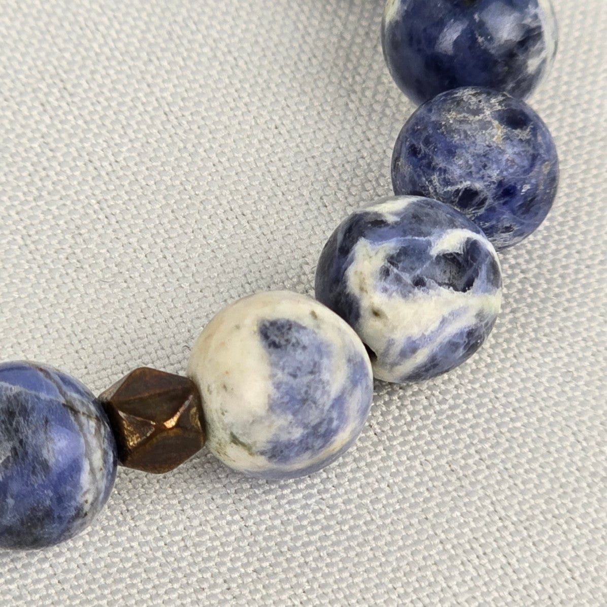 Blue Natural Stone Beaded Stretch Bracelet