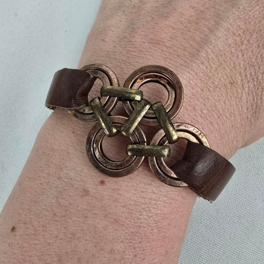Brown Leather & Copper Toggle Bracelet