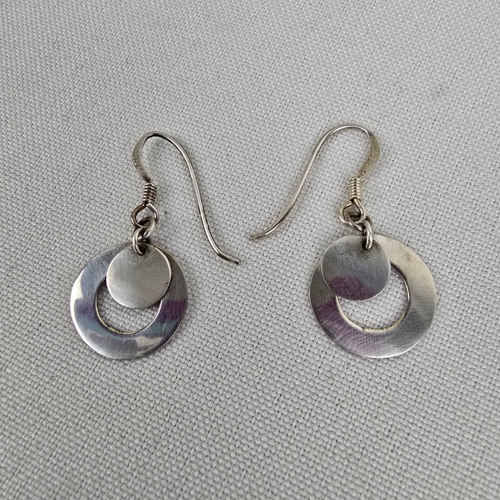925 Sterling Silver Drop Circle Earings
