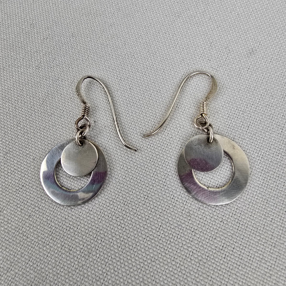 925 Sterling Silver Drop Circle Earings