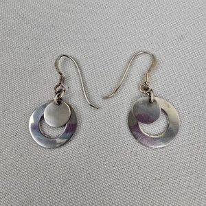 925 Sterling Silver Drop Circle Earings