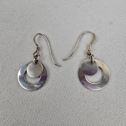 925 Sterling Silver Drop Circle Earings