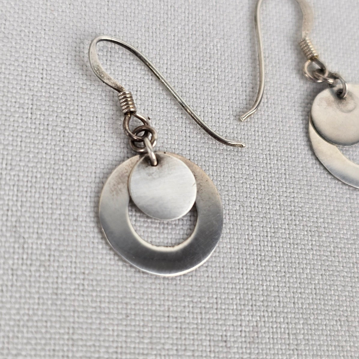925 Sterling Silver Drop Circle Earings