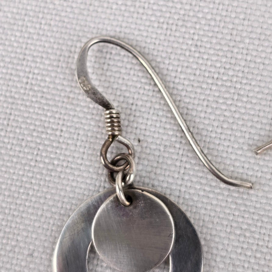925 Sterling Silver Drop Circle Earings