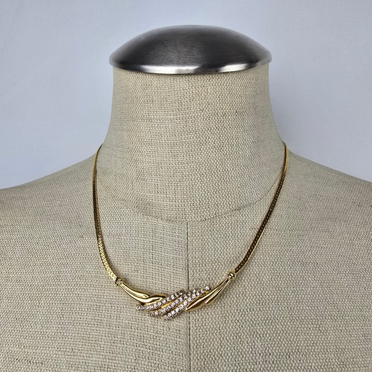 Vintage Avon Gold Tone Rhinestone Collar Necklace