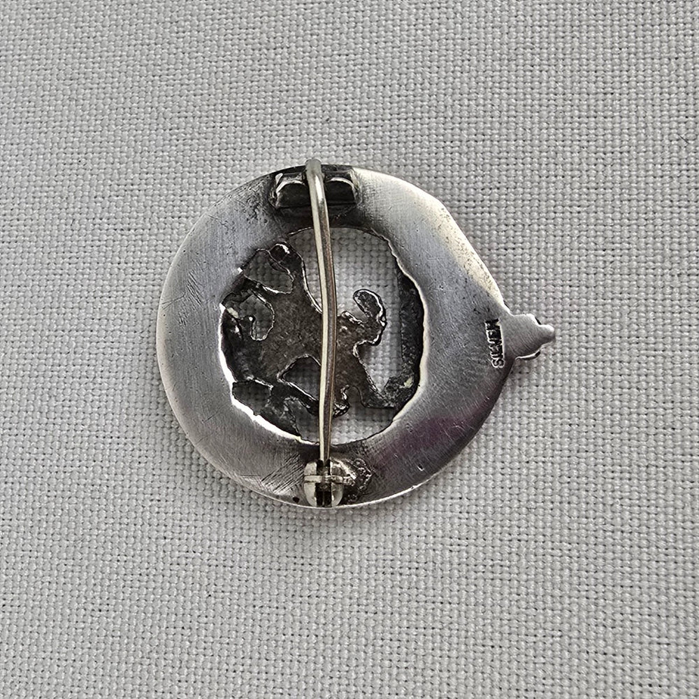 Vintage Sterling Silver Scottish Clan Badge Brooch Nemo Me Impune Lacesset