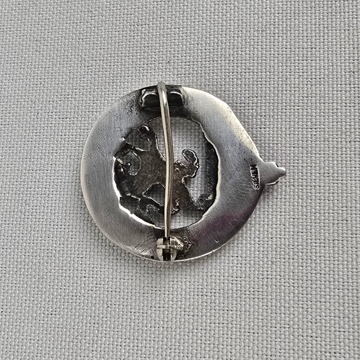 Vintage Sterling Silver Scottish Clan Badge Brooch Nemo Me Impune Lacesset