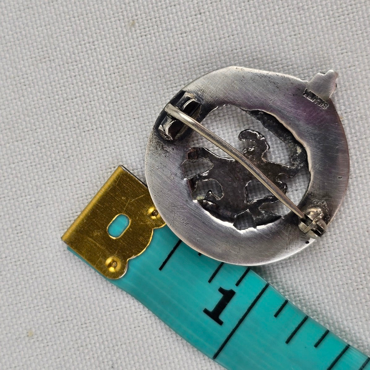 Vintage Sterling Silver Scottish Clan Badge Brooch Nemo Me Impune Lacesset