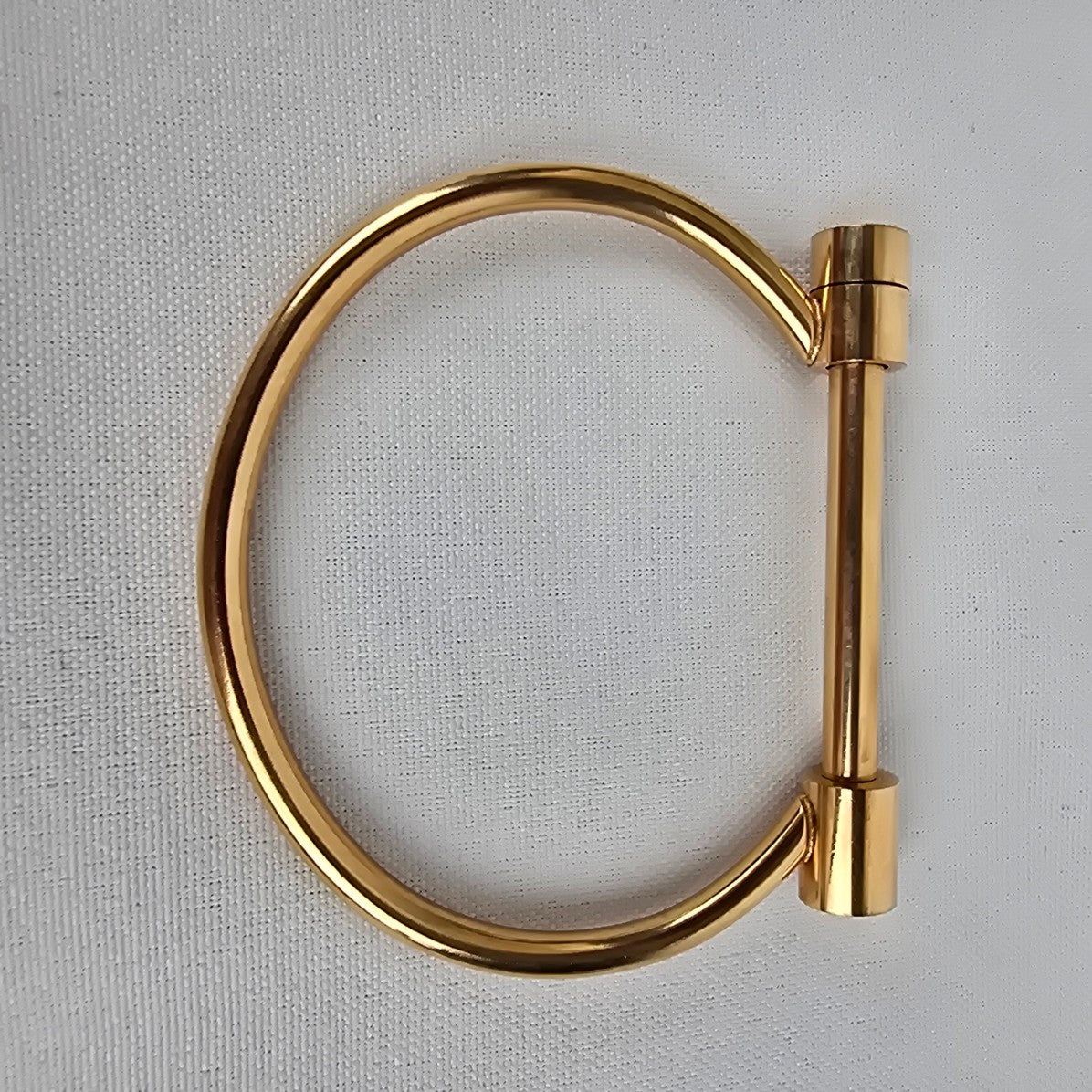 Gold Tone D Shape Screw Bangle Bracelet